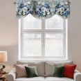thumbnail image 2 of Tie Up Valance Curtain for Kitchen, Country Blue White Blossom Floral Rod Pocket Short Curtains Adjustable Tie-Up Shade Valances, Modern Oil Painting Window Treatment for Bathroom Living Room Bedroom, 2 of 9