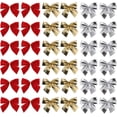 thumbnail image 2 of Casewin Christmas Bows Ornaments for Xmas Tree Ribbons Glitter Bow, 36pcs Mini Bowknot Christmas Tree Hanging Decorations, Party Home Wreaths Gift Wrapping Supplies (Red+Gold+Silver, 36pcs), 2 of 9