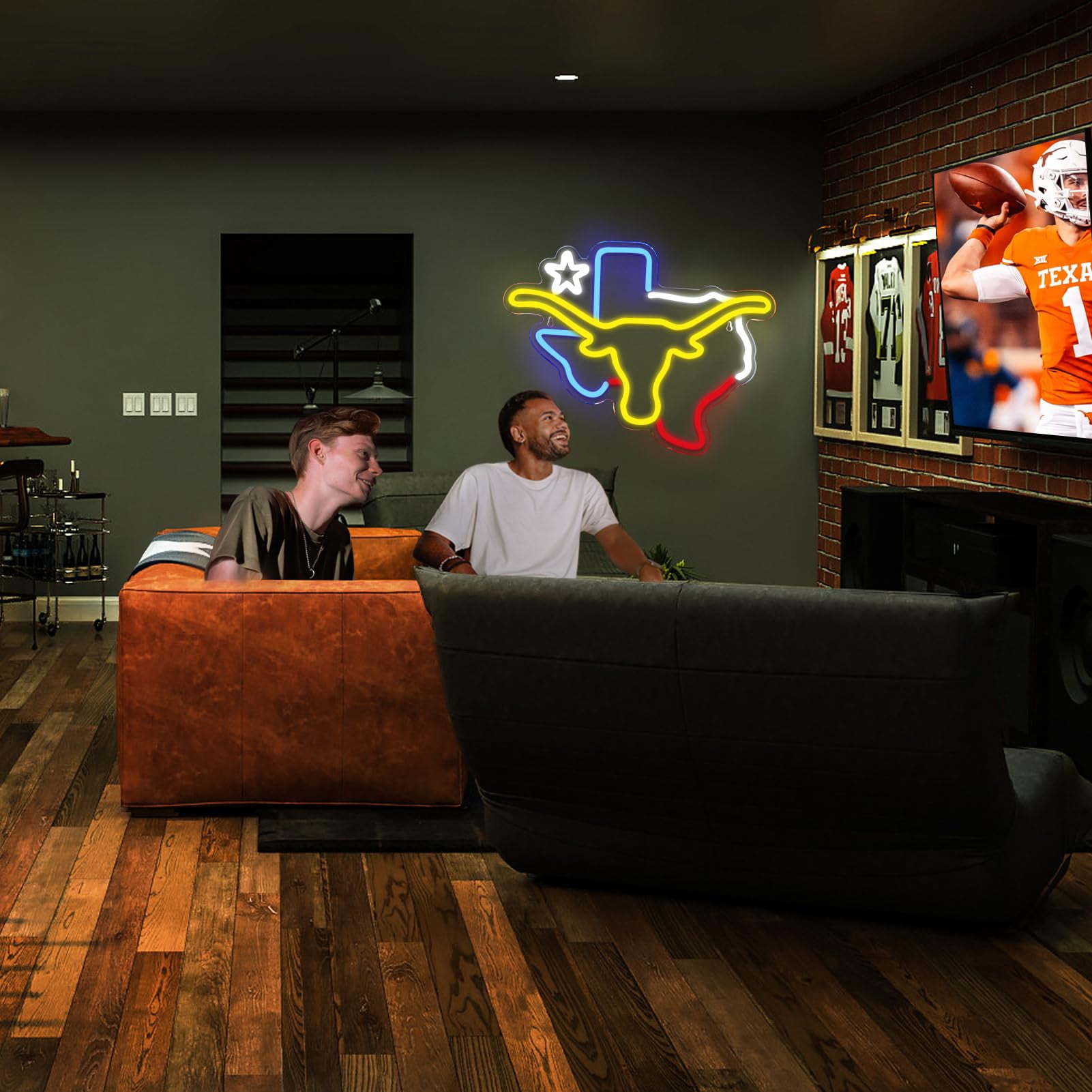 Texas Longhorn Neon Sign LED Multicolor Light USB Powered Wall Decor Lamp for Home Bar Gaming Room Decoration