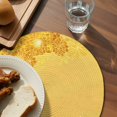thumbnail image 3 of Yellow Golden Floral Round 13 Inch Placemats Set of 6, Spring Summer Shiny Flowers HeatResistant Non Slip Place Mats for Dining Table, Wipeable Braided Kitchen Table Mats for Housewarming, 3 of 9
