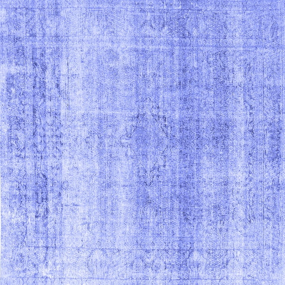 Ahgly Company Machine Washable Indoor Square Persian Blue Traditional Area Rugs, 7' Square