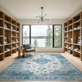 thumbnail image 2 of ODIKA 9'x12' Washable Area Rug Chinoiserie Vintage Distressed Botanical Border Throw Dusty Flower for Dining Room, Basement, Large Office, Non-Slip Chair-Friendly, 2 of 7