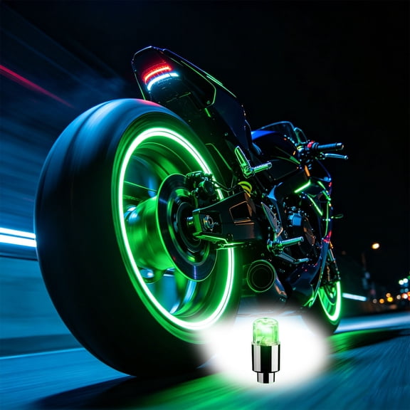Motorcycle LED Wheel Light Kit, Remote Control Tire Valve Cap Lamp, Universal Vehicle Rim Accent with Lighting Modes