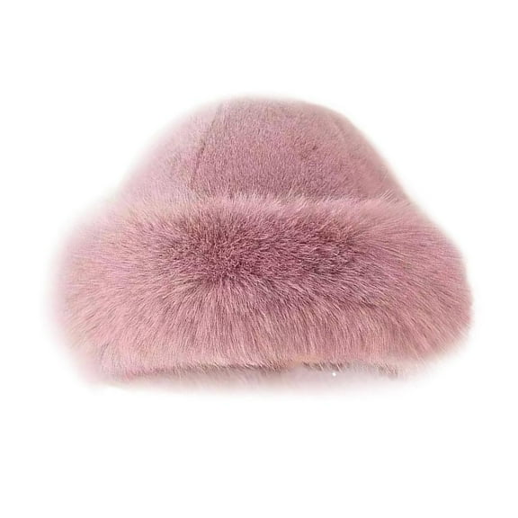 New Fluffy Fur Bucket Hat For Women Plush Fisherman Hat Warm Womens Winter Hat