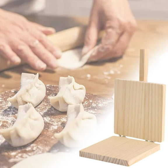 Clearance Cooking Utensils under $7 Wooden Dumpling Dough Presser For Tortillas Home Restaurant Kitchen