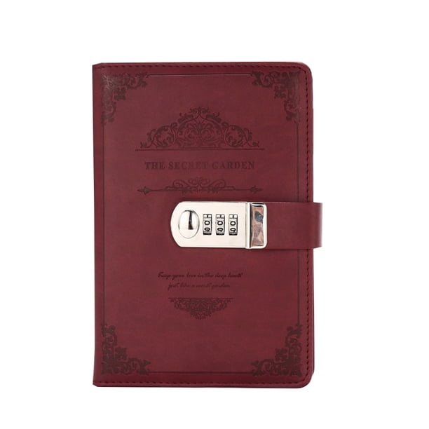 Inteprter PU Cuero Retro Vintage Notebook Contraseña Libro Planificador Oficina Privacidad Protección Papelería, Vino Rojo cartulina D