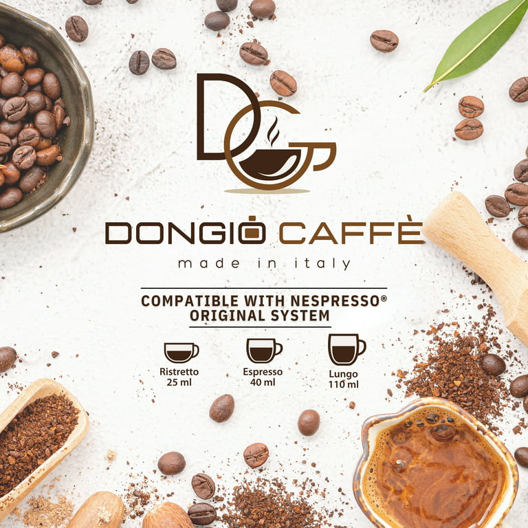 Dongio Caffe Milano Lungo, Aluminum Capsules Compatible with Nespresso  Original System, Med-Light Roast - Intensity 6/10 (80 Count)