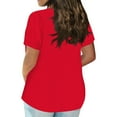 thumbnail image 4 of WTOBBY Women's Plus Size Casual Solid Color V-Neck Short Sleeve Pocket T-Shirt Top, Comfortable and Versatile Fit for Everyday Summer Wear,Red 2XL, 4 of 5
