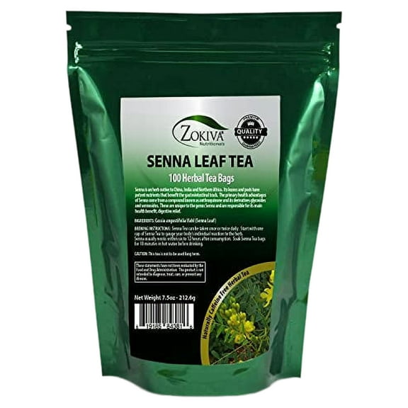 Senna Tea 100 Bags 100% Natural Herbal Tea in Resealable Zip Pouch