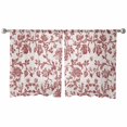 thumbnail image 2 of Farmhouse Red Semi Sheer Curtains 45 Inch Length 2 Panels Set, Vintage Flower Leaf Botanical Plant Sheer Kitchen Curtain Privacy Voile Window Curtain for Living Room Bedroom Rod Pocket Drapes, 2 of 7