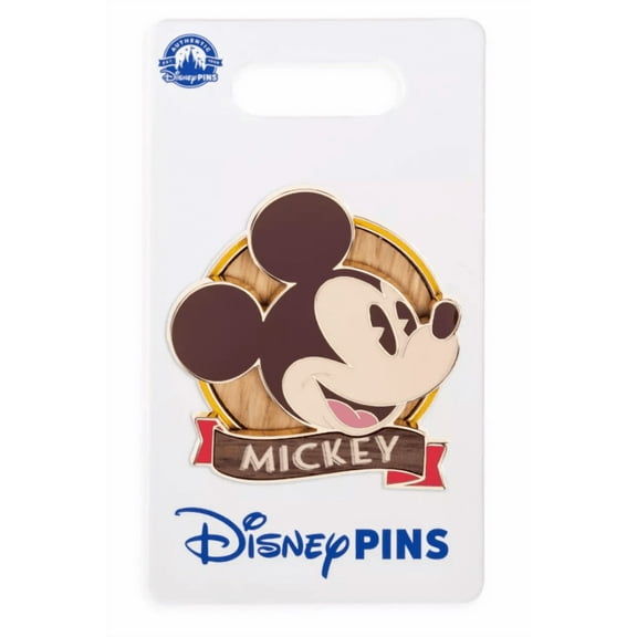 Disney Parks Mickey Mouse Wood Inlay Pin New With Card