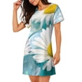 thumbnail image 2 of Pofeuu Daisy Flowers Print Women's Loose Fit Short Sleeve Nightgown, Comfortable Sleep Dress for Women, Casual Lounge Sleepwear, Soft Cotton Sleep Dress, 2 of 6