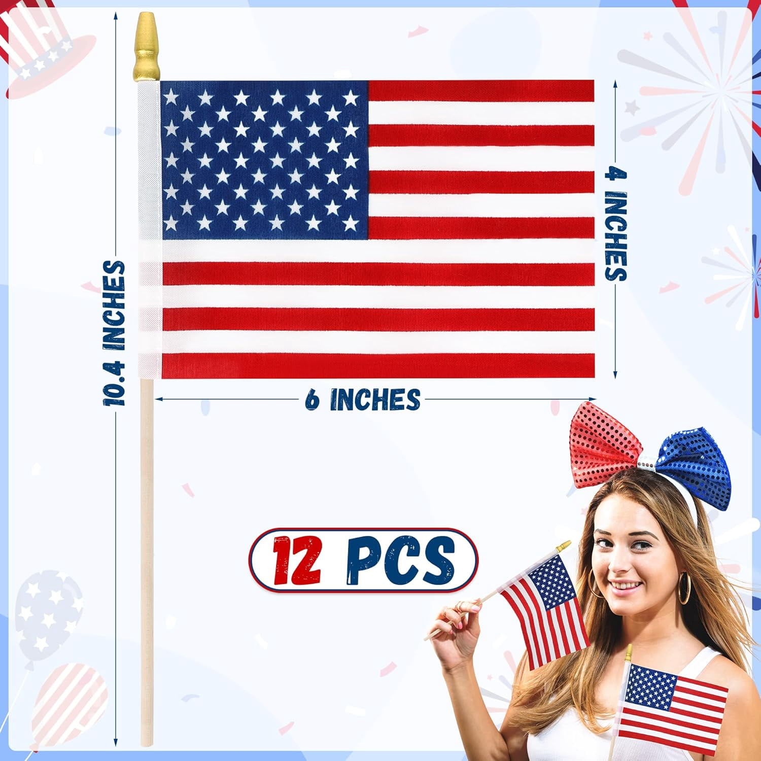 100 Pcs Small American Flag on Sticks, Hand Held 4th of July Decorations Outdoor, Waterproof Fourth of July Mini Patriotic Flags for Patriotic Accessories Veterans Day Decorations Party Supplies