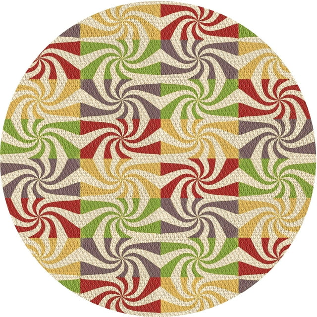 Ahgly Company Tapis Rond Lavable en Machine Intérieur Transitionnel Brun Or, 8 Pieds Rond