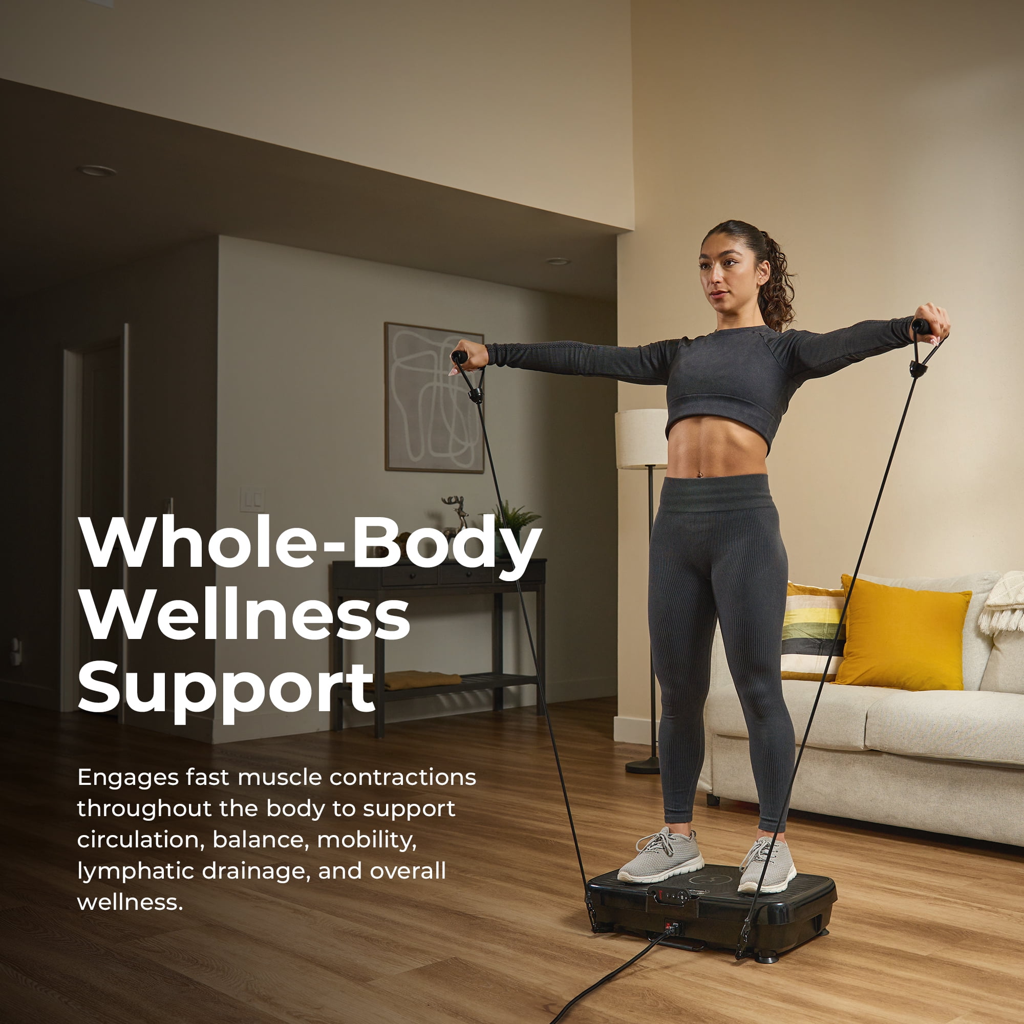 Sunny Health & Fitness 2D Vibration Plate Exercise Machine for Full Body Toning with 99 Speeds and Resistance Bands - SF-VP822056