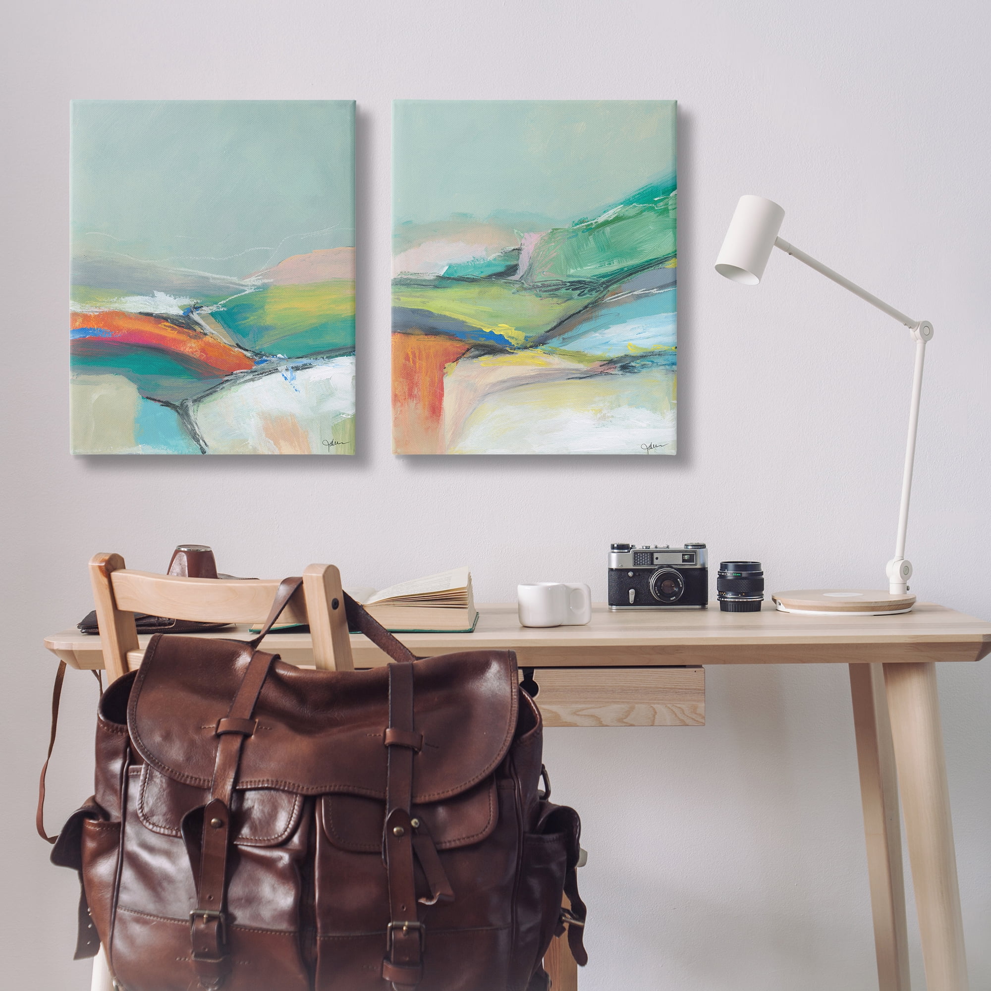 Stupell Industries Impressionist Pastel Landscape Abstract Painting Wrapped Canvas Art Print Wall Art, 24 x 30, Set of 2