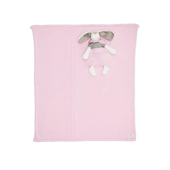 Milo & Lilirose ML1512AC-ML1512AC1S Knitted baby blanket Plus Soft Toy, Pink - Small