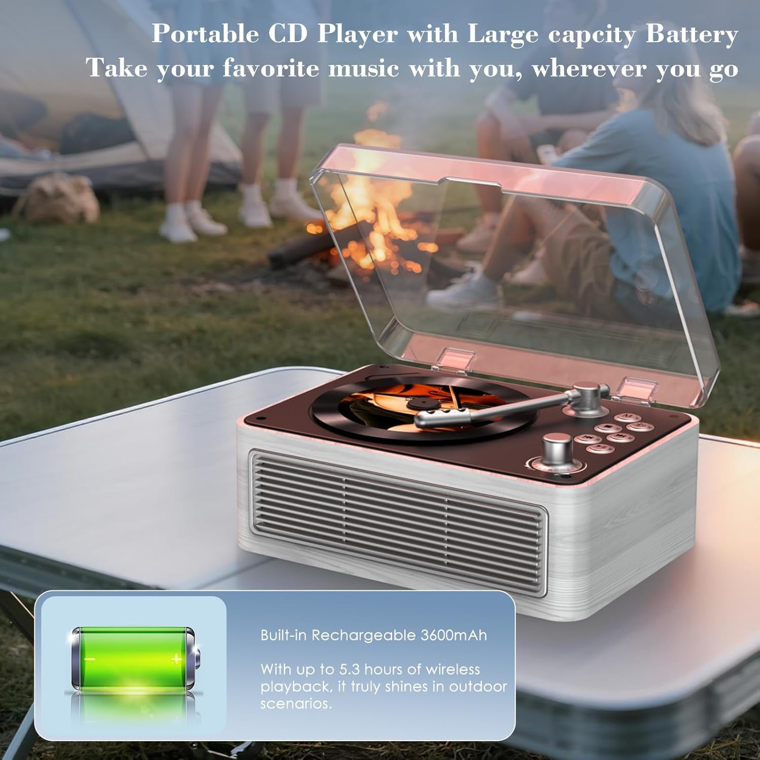 Qoosea CD Player Portable Bluetooth: CD Players for Home with Speakers Rechargeable & Radio & Remote Control Vintage CD-Player Support USB/AUX Playback Headphone Jack