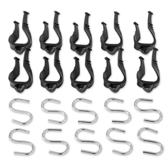 Camco Camper/RV Awning Accessory Hangers | Features 10 UV-Stabilized Hangers and S-Hooks (42707)