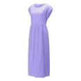 thumbnail image 3 of Aayomet Hawaiian Dresses For Women Women's Short-Sleeve Waisted Maxi Dress,Purple M, 3 of 5