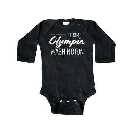 

Inktastic From Olympia Washington in White Distressed Text Gift Baby Boy or Baby Girl Long Sleeve Bodysuit