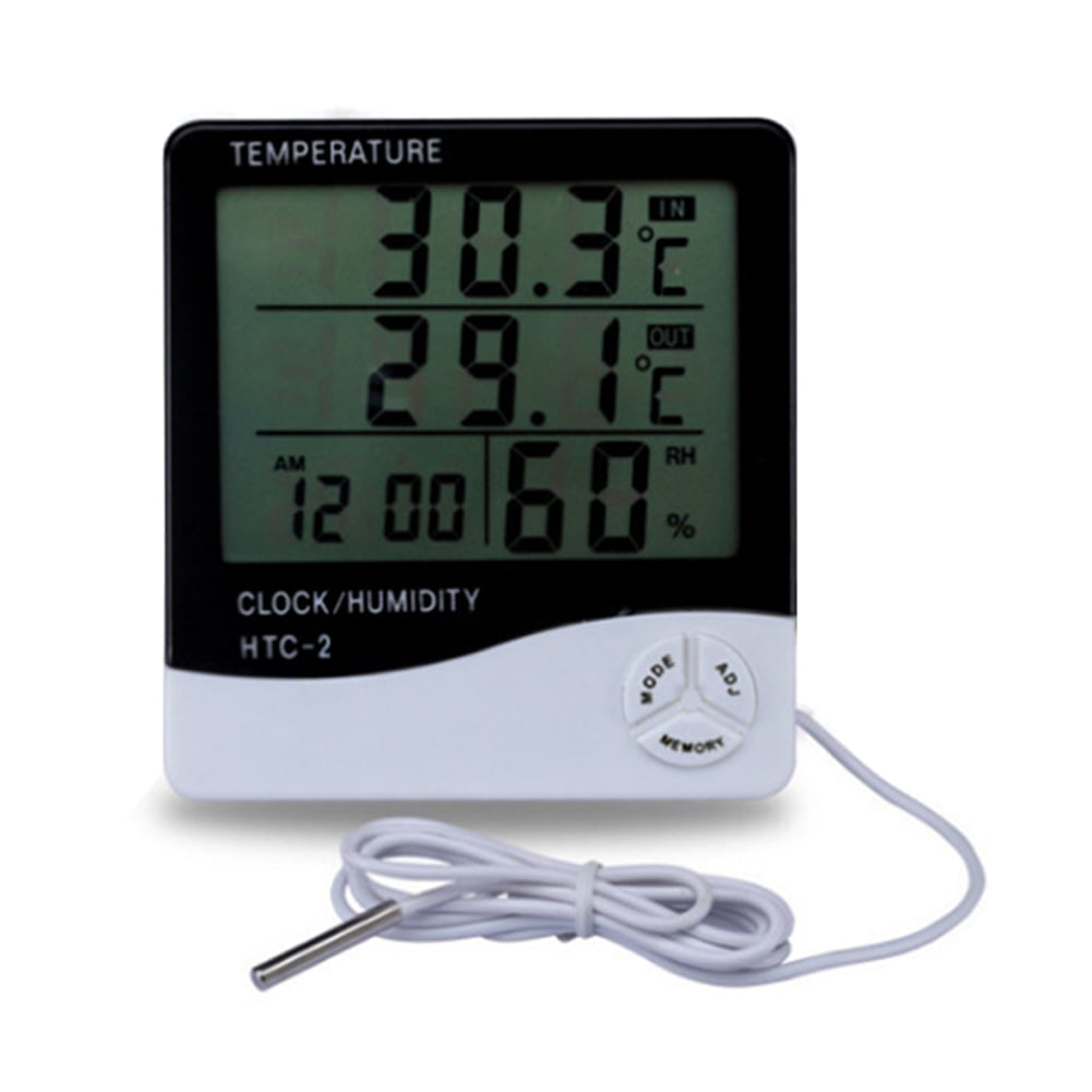 Digital LCD Thermometer Humidity Meter Hygrometer Max Min Air Temperature Clock 