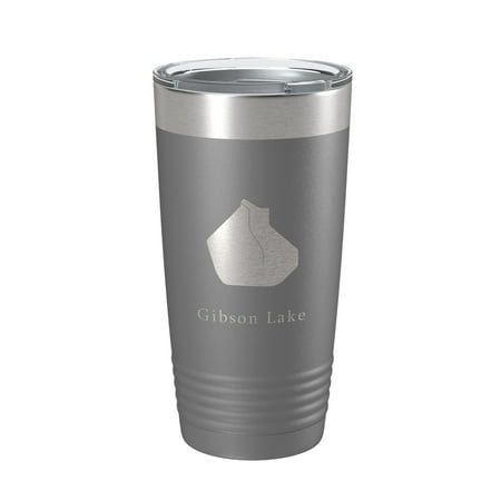 

Gibson Lake Map Tumbler Travel Mug Insulated Laser Engraved Coffee Cup Indiana 20 oz Dark Gray