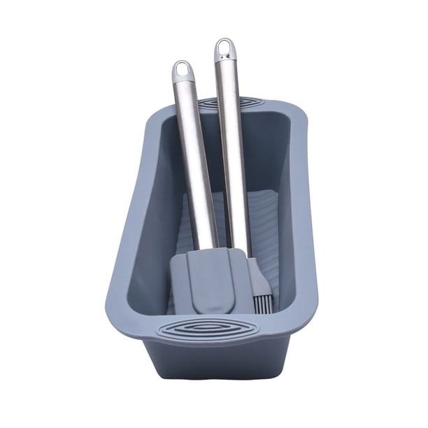 Molde Rectangular para tostadas Bewildely 3 unids/set gris con espátula y cepillo mezclador