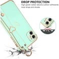 thumbnail image 2 of iPhone 11 Case, iPhone 11 Phone Case Love Heart Cute Case with Wristband Kickstand Holder Soft TPU Plating Bumper Protective Slim Shockproof iPhone 11 Phone Case for Girls Women, Mint Green, 2 of 16