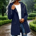 thumbnail image 5 of Mifsaly Rain Jacket for Women Mid Length Water Resistant Zip Up Hooded Windbreaker Jackets Drawstring Elastic Outdoor Fall Winter Outerwear with Pockets Navy,XL, 5 of 8