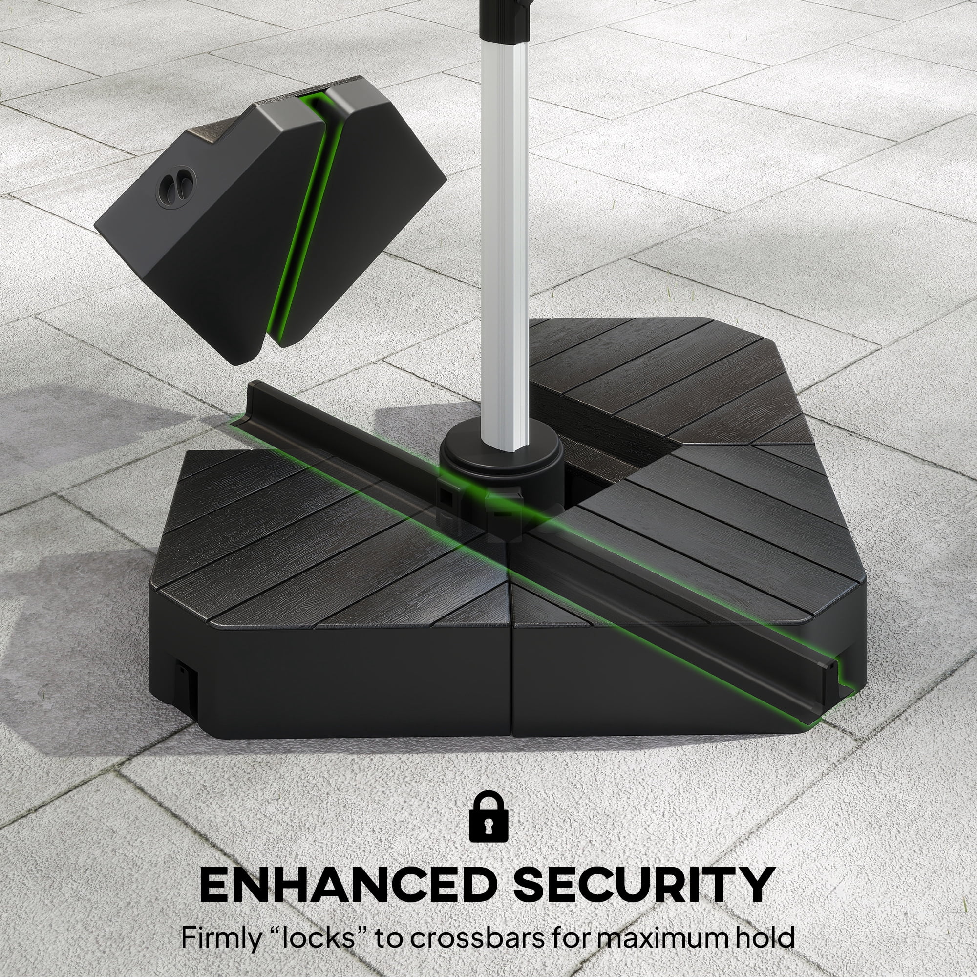 Homiyad Freestanding Umbrella Base: Heavy-Duty, Adjustable for Water or Sand Filling, 132/176 lbs, Black|Aosom.com