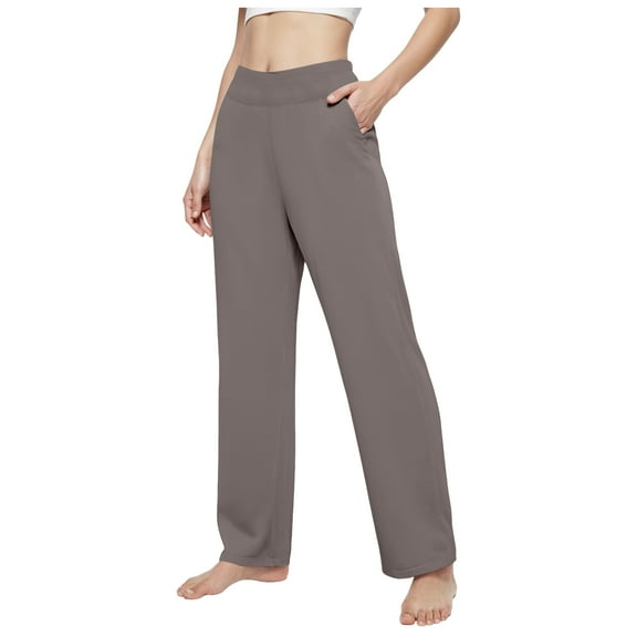 UngA Womens Casual Pants Womens High Waist Summer Casual Pants Drawstring Straight Leg Beach Vacation Lounge Pocket Linen Trousers Khaki,2XL