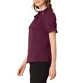 thumbnail image 4 of INSPIRE CHIC Women's Summer Tops Solid Color Bow Tie Neck Short Sleeves Wear-to-Work Blouses Deep Fuchsia M, 4 of 5