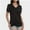 Black, variant on Womens Casual Cropped T Shirts V Neck Swiss Dot Puff Sleeve Crop Tops Summer Loose Basic Tees Tshirts