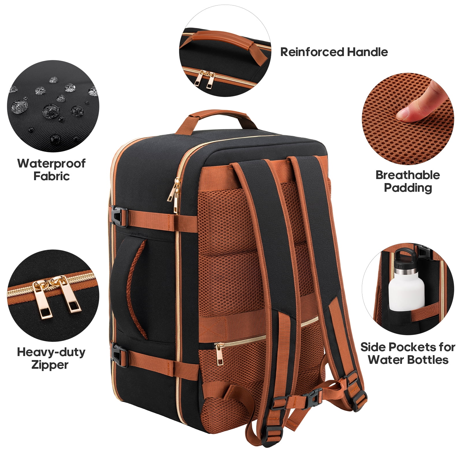 UKEIN Travel Backpack for Women Carry on Backpack Flight Approved 40L Personal Item Backpack Water Proof Backpack with Packing Cubes and Shoe Pocket