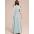 thumbnail image 2 of Drtj 2-14T Kids Junior Bridesmaid Flower Girl Elegant Formal A-line V-Neck Floor-Length Chiffon Dresses, 2 of 6