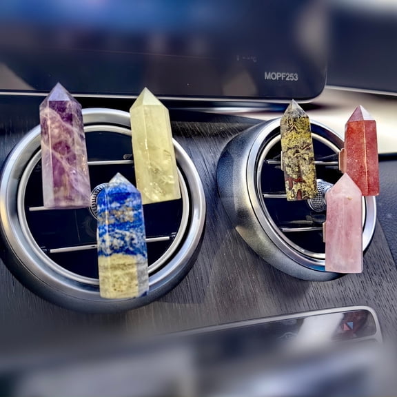 Car Vent Clips Crystal Tower Point Obelisk Accessories Healing Crystal Charms Car Ornament Car Carved Gemstone Quartz Crystals Gift for Women