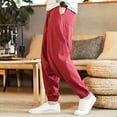 thumbnail image 5 of HNMKIU Pants for Women Men‘S Casual Solid Color Loose Hop Style Joggers Elastic Waist Red,L, 5 of 5