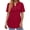 Wine Red, variant on Fantaslook V Neck Henley Blouses for Women Dressy Casual Tops Summer Short Sleeve Shirts Fashion Clothes
