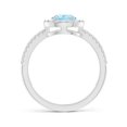 thumbnail image 2 of Angara Natural 0.85 Ct. Aquamarine with Diamond Halo Ring in 14K White Gold for Women (Ring Size: 11.5), 2 of 9