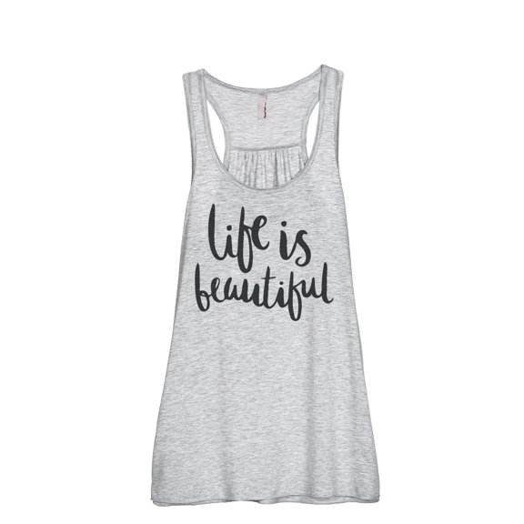 Life Is Beautiful Women's Fashion Sleeveless Flowy Racerback Workout Yoga Tank Top Sport Grey X-Large
