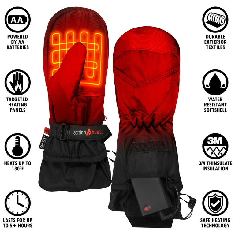 ActionHeat AA Battery Heated Mittens - Black