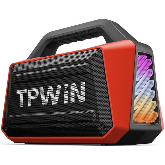 TPWIN Portable Bluetooth Speakers - Wireless Speaker 80W Peak, Loud Speaker with Light, Strong Bass, BT 5.3, TWS, IPX6 Waterproof, 20H Playtime for H