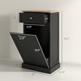 thumbnail image 3 of Free Standing Kitchen Trash Bin Cabinet, Black, Trash Can Holder with Drawer, 3 of 6