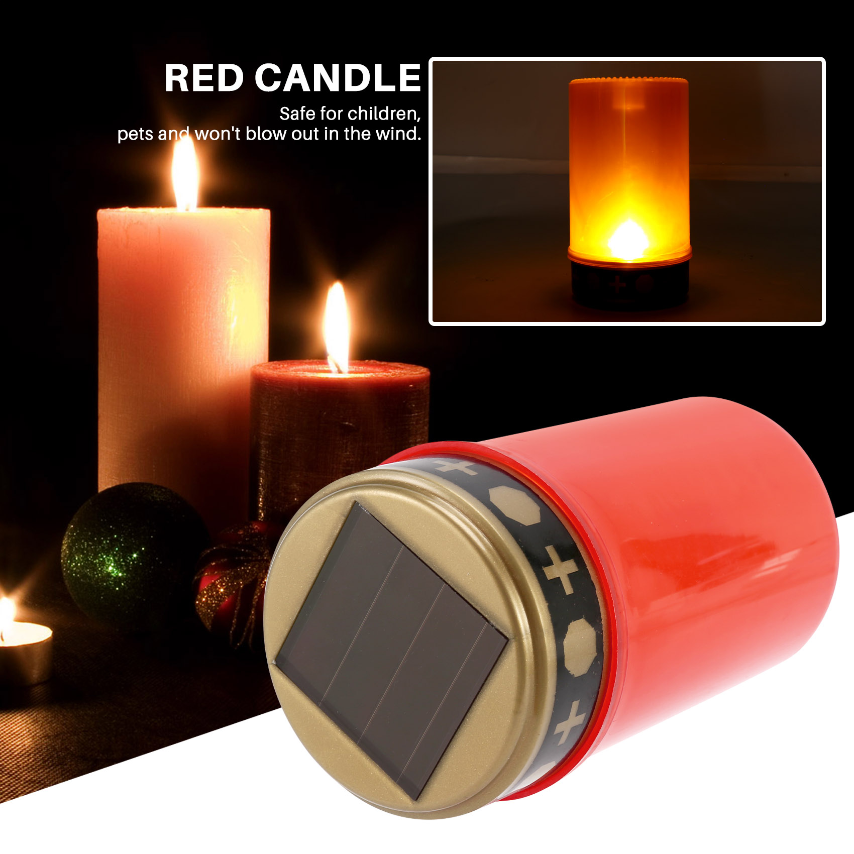Grave Candle for Cemetery Grave Solar Lights with Lighting LED Grave