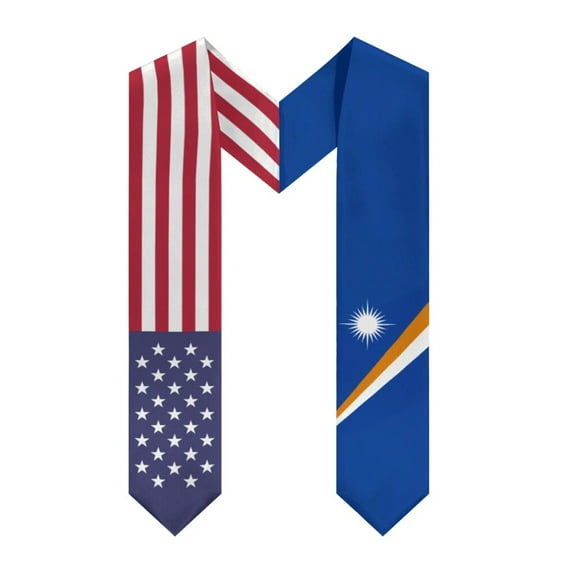More design Graduation shawl Marshall Islands Flag & United States Flag Stole Sash Honor Study Aboard International Students