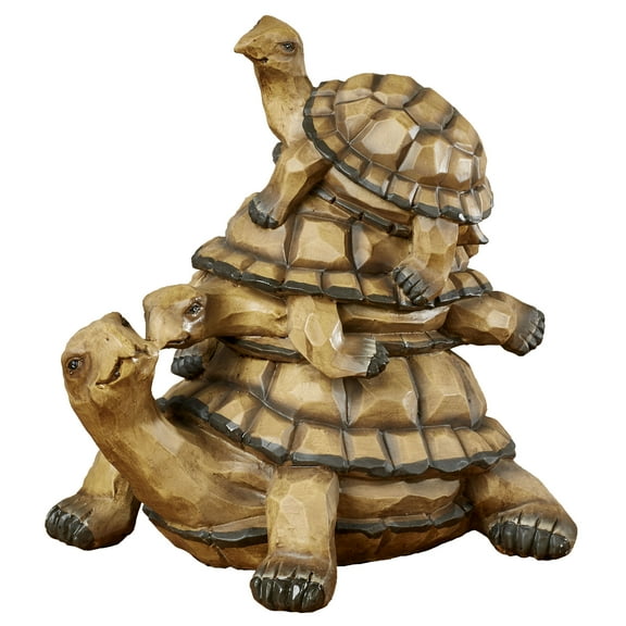 Indoor Outdoor Turtle Family Garden Sculpture Earth Tones 13”Wx10”Dx13”H