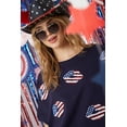 thumbnail image 2 of Womens 4th of July American Flag Sequins Outfits Short Sleeve Crewneck Two Piece Short Set, 2 of 9