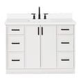 thumbnail image 2 of Ariel Kelly 49 Inch Single Rectangle Sink Bathroom Vanity With Pure White Quartz Countertop 1.5 Inch Edge In White, 2 of 12