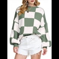 thumbnail image 1 of Suéter Holgado de Punto Acanalado con Cuello Redondo y Larga para Mujer, Moda de Otoño Verde L, 1 of 9